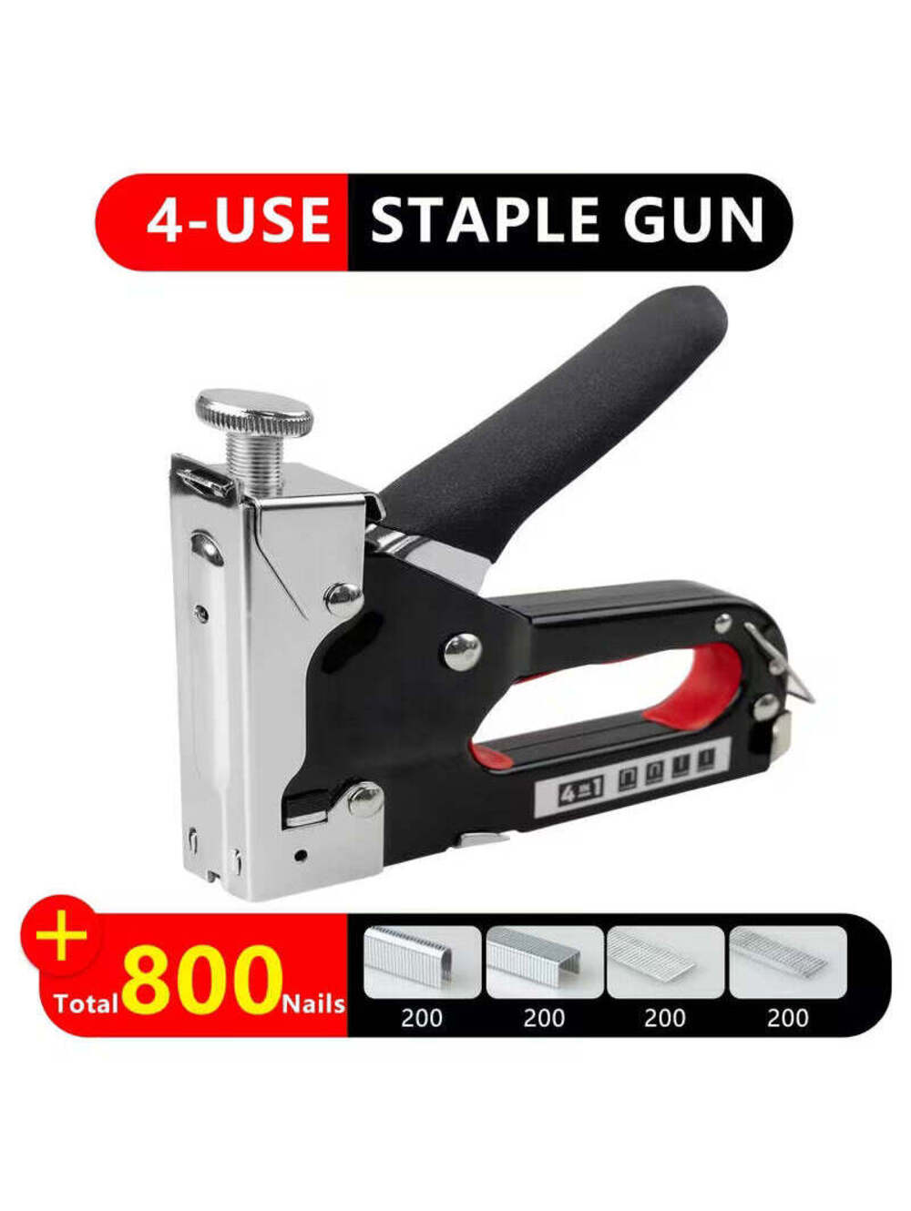4-in-1 Heavy-Duty Pneumatic Nailer Kit with 800 Nails